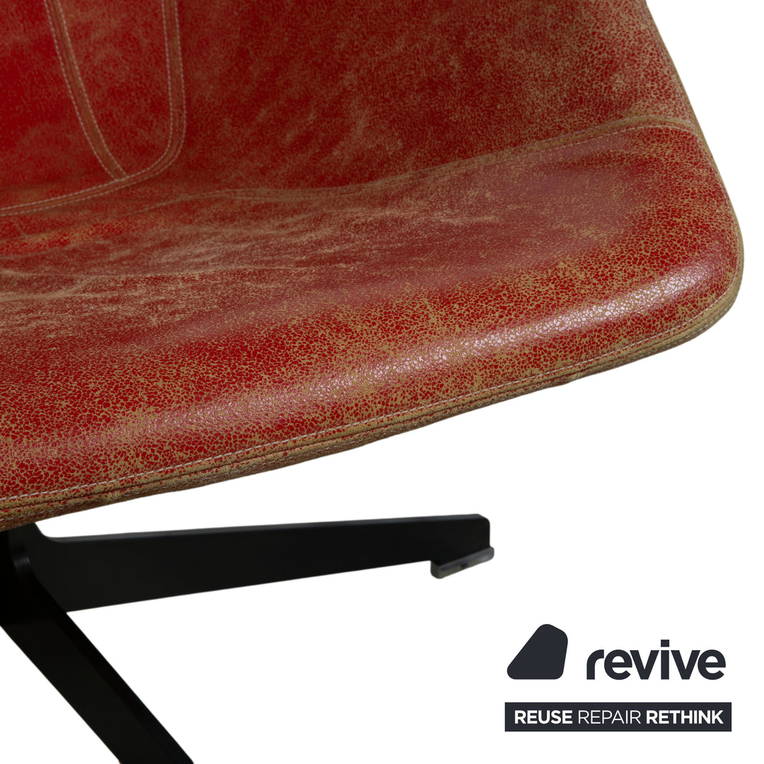 Moroso Take A Line For A Walk 389 Leder Sessel Rot inkl. Hocker von Alfredo Häberli