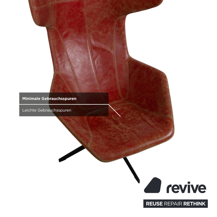 Moroso Take A Line For A Walk 389 Leder Sessel Rot inkl. Hocker von Alfredo Häberli