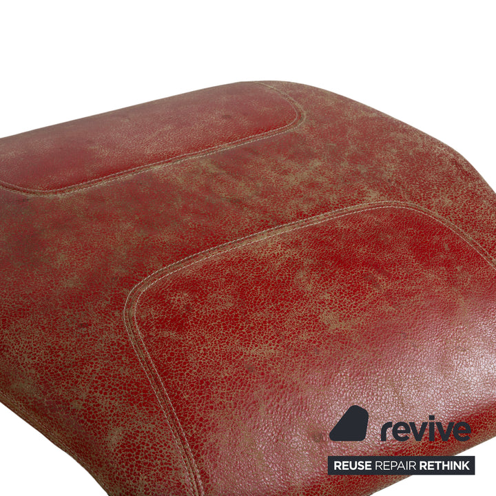 Moroso Take A Line For A Walk 389 Leder Sessel Rot inkl. Hocker von Alfredo Häberli