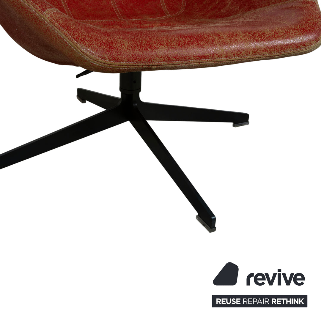 Moroso Take A Line For A Walk 389 Leder Sessel Rot inkl. Hocker von Alfredo Häberli