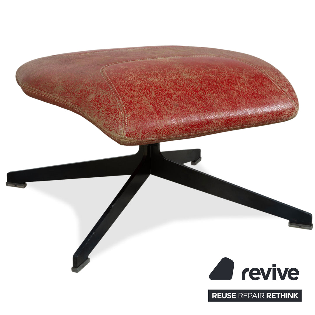 Moroso Take A Line For A Walk 389 Leder Sessel Rot inkl. Hocker von Alfredo Häberli