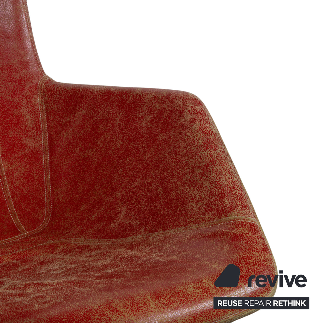 Moroso Take A Line For A Walk 389 Leder Sessel Rot inkl. Hocker von Alfredo Häberli
