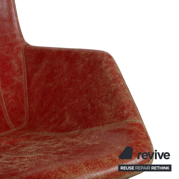 Moroso Take A Line For A Walk 389 Leder Sessel Rot inkl. Hocker von Alfredo Häberli