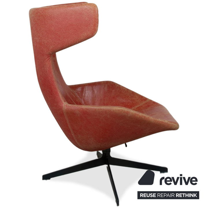 Moroso Take A Line For A Walk 389 Leder Sessel Rot inkl. Hocker von Alfredo Häberli