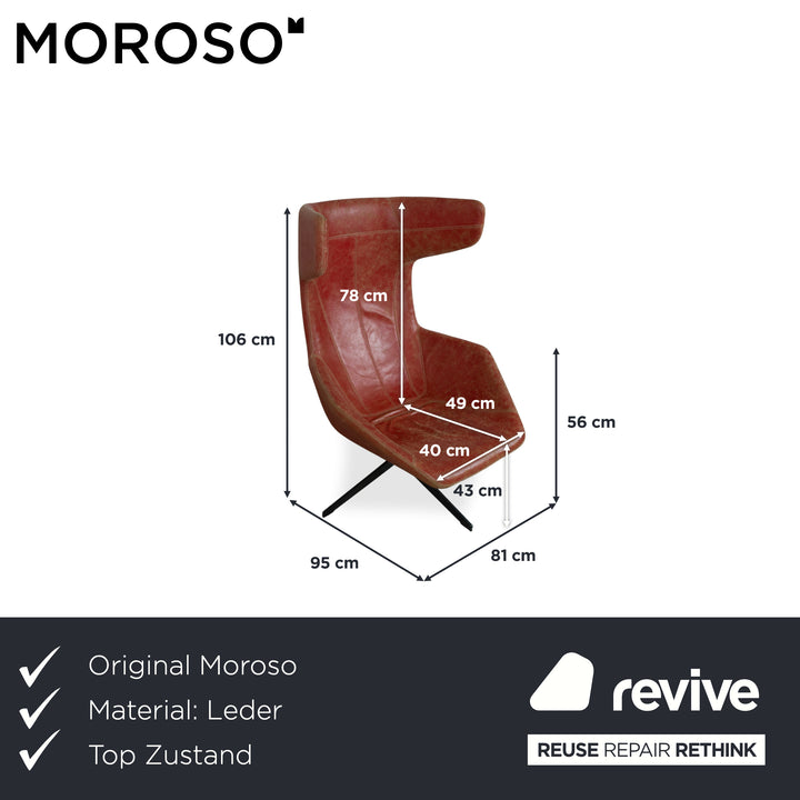 Moroso Take A Line For A Walk 389 Leder Sessel Rot inkl. Hocker von Alfredo Häberli