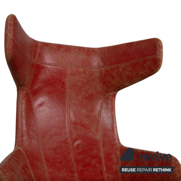 Moroso Take A Line For A Walk 389 Leder Sessel Rot inkl. Hocker von Alfredo Häberli