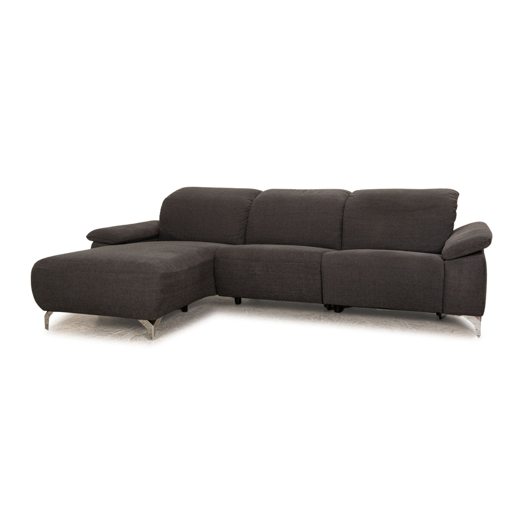 Musterring Chenille Stoff Ecksofa Grau elektrische Funktion Recamiere Links Sofa Couch