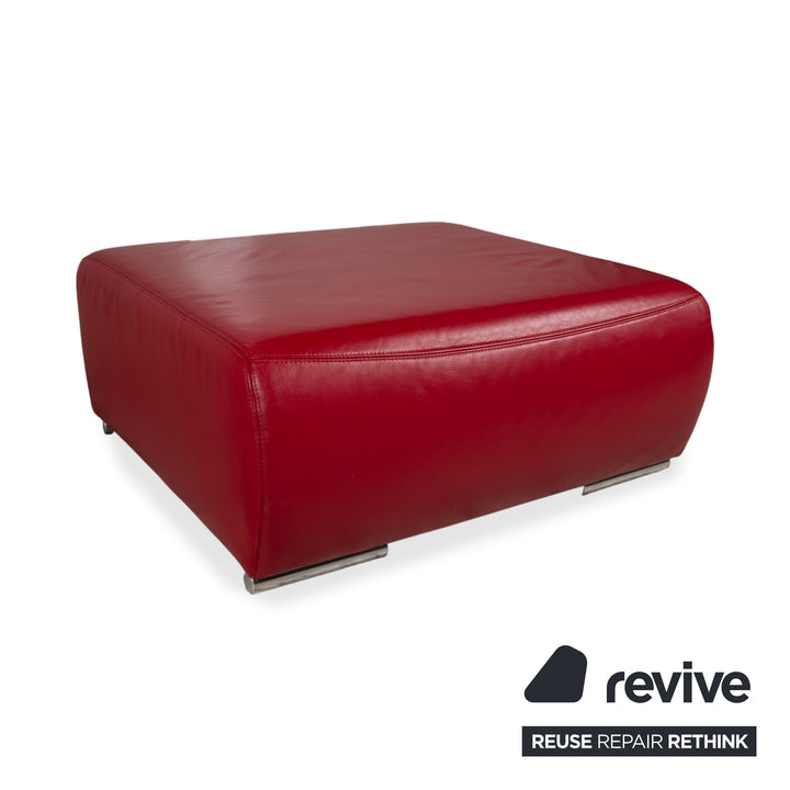 Musterring Garnitur Leder Zweisitzer Hocker Rot Sofa Couch manuelle Funktion