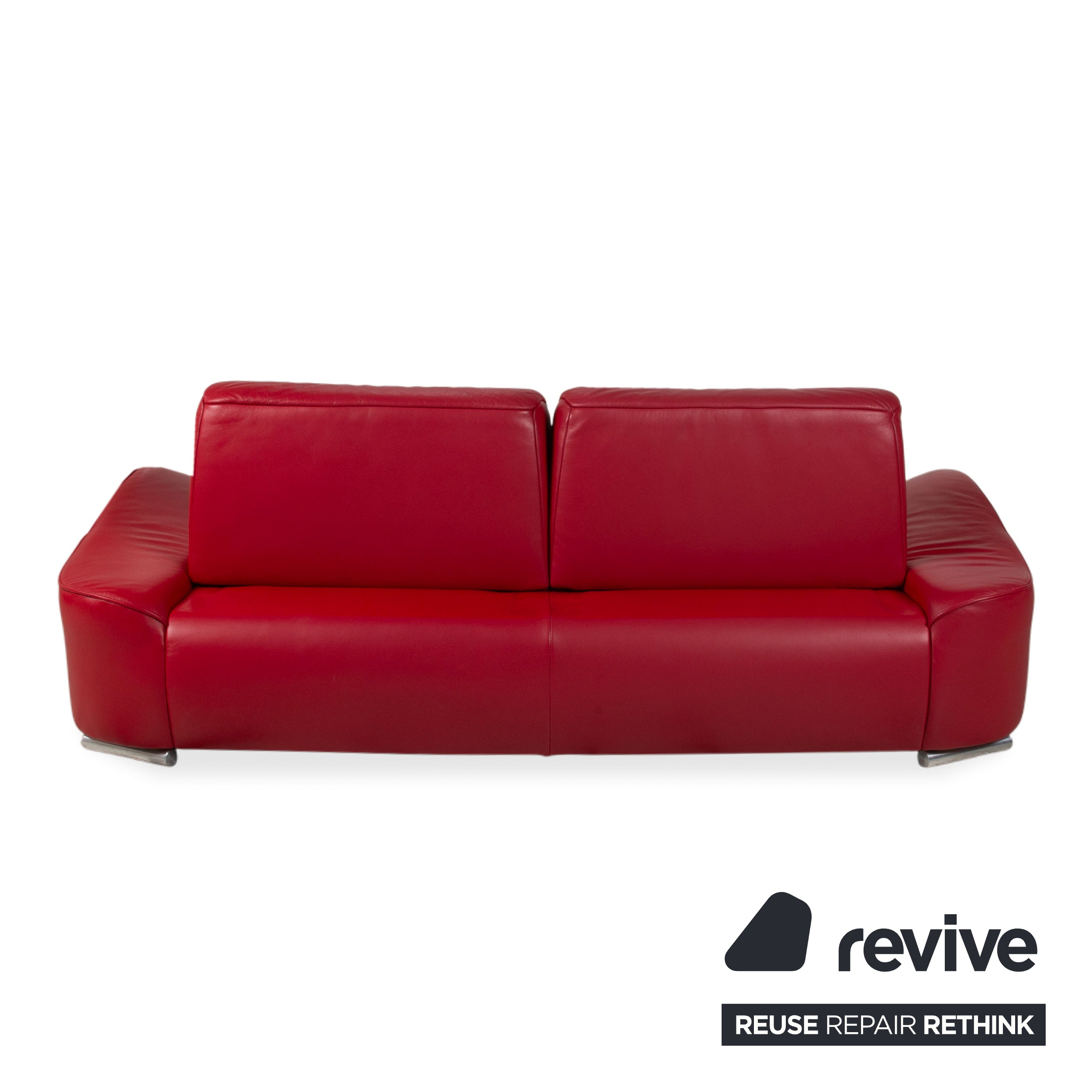 Musterring Garnitur Leder Zweisitzer Hocker Rot Sofa Couch manuelle Funktion