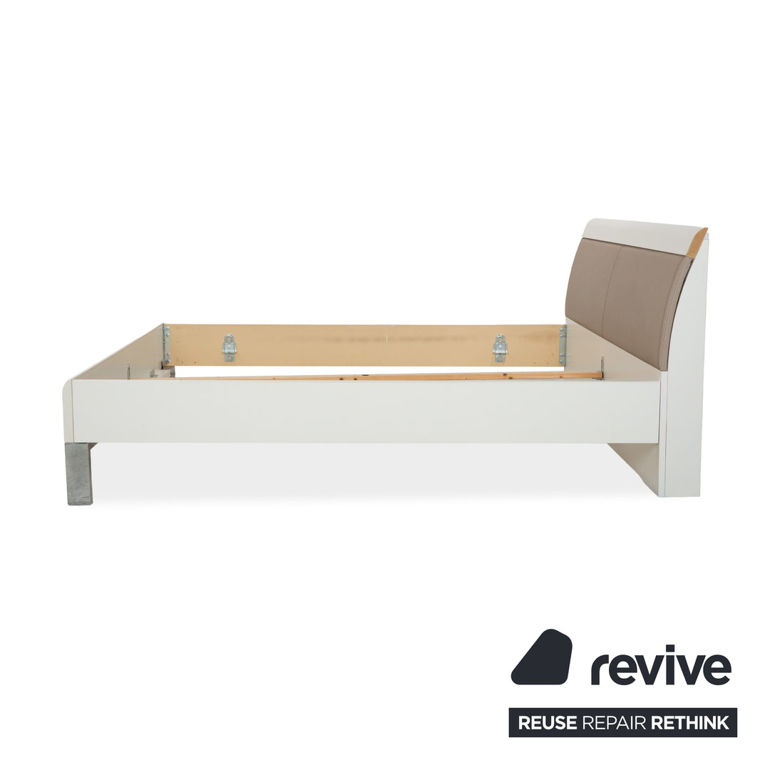 Musterring Wood Leather Bed Beige 180x200