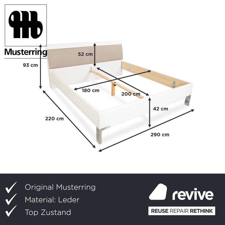 Musterring Wood Leather Bed Beige 180x200