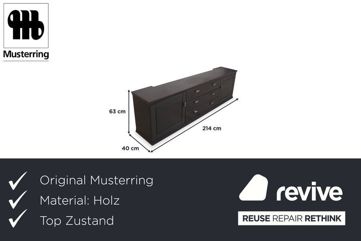 Musterring Holz Sideboard Schwarz Anthrazit 214 x 63 cm