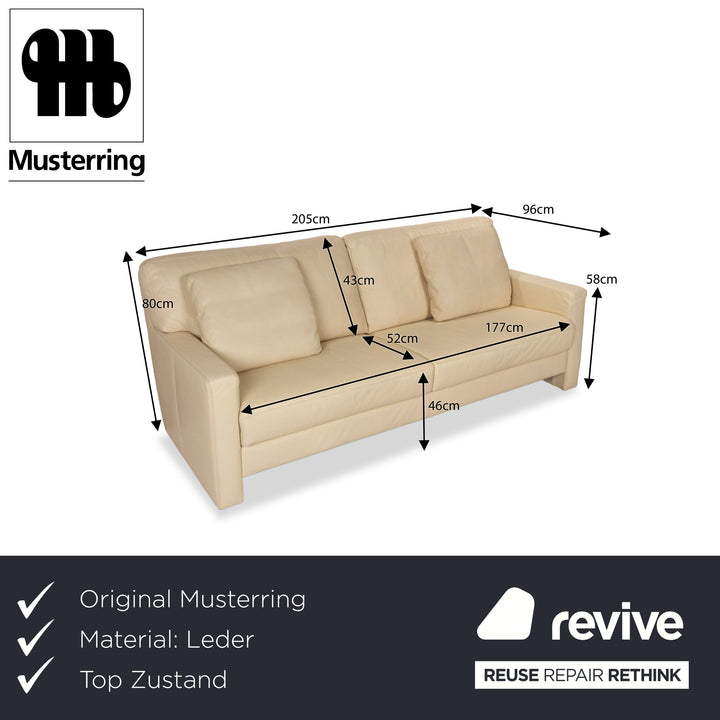 Musterring Leder Dreisitzer Beige Sofa Couch