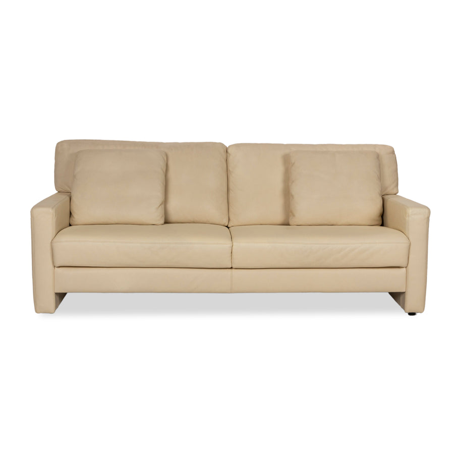 Musterring Leder Dreisitzer Beige Sofa Couch