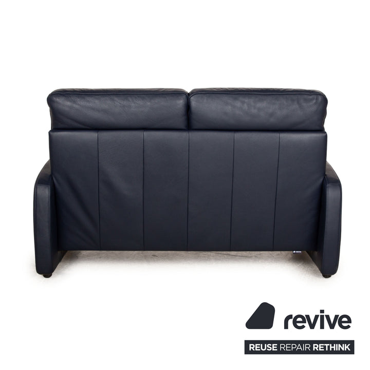 Musterring Leder Dreisitzer Blau Schwarz Sofa Couch manuelle Funktion