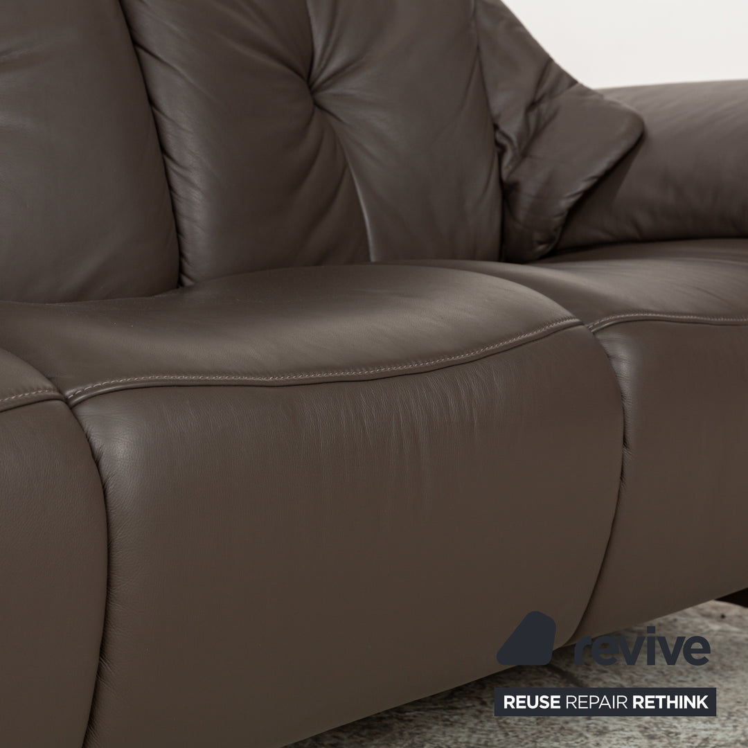 Musterring Leather Three Seater Brown Sofa Couch