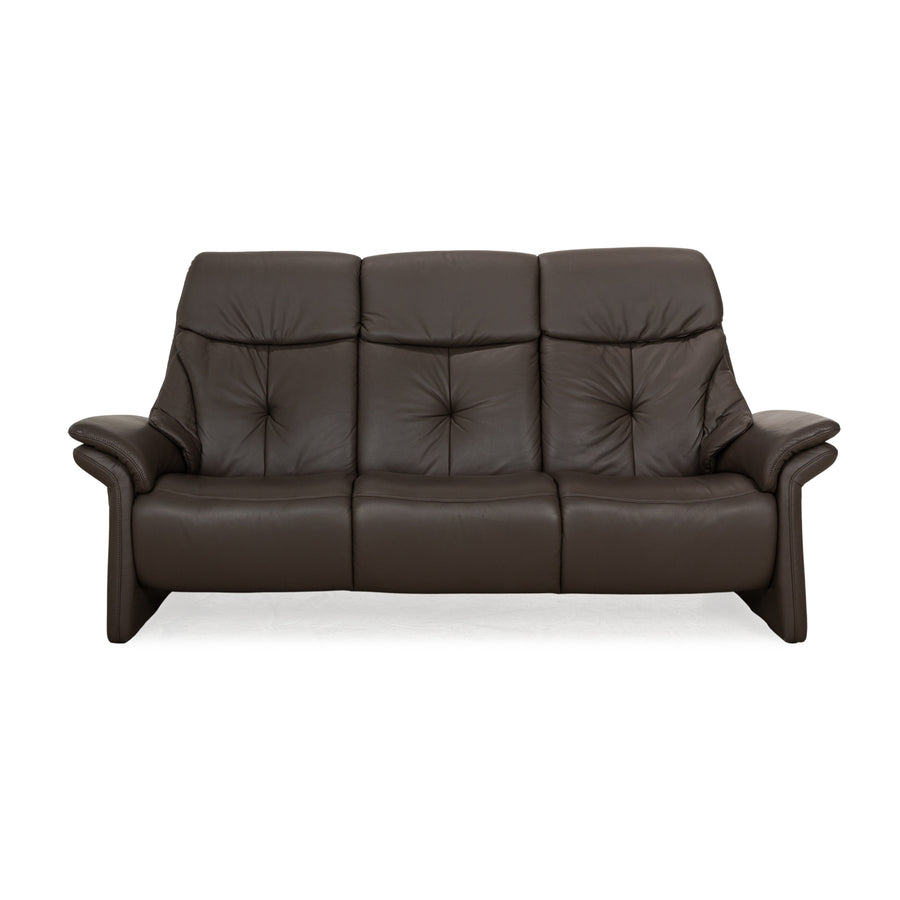 Musterring Leather Three Seater Brown Sofa Couch