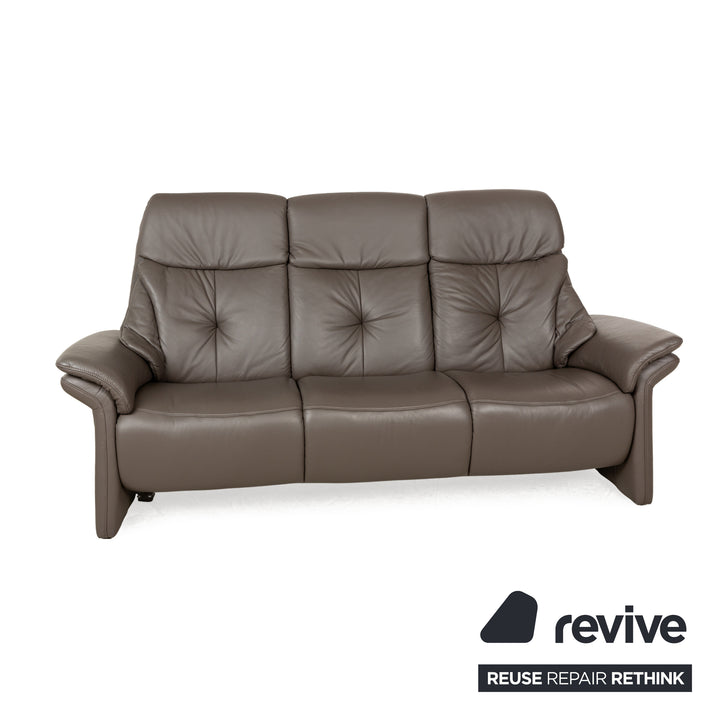 Musterring Leather Three Seater Brown Sofa Couch