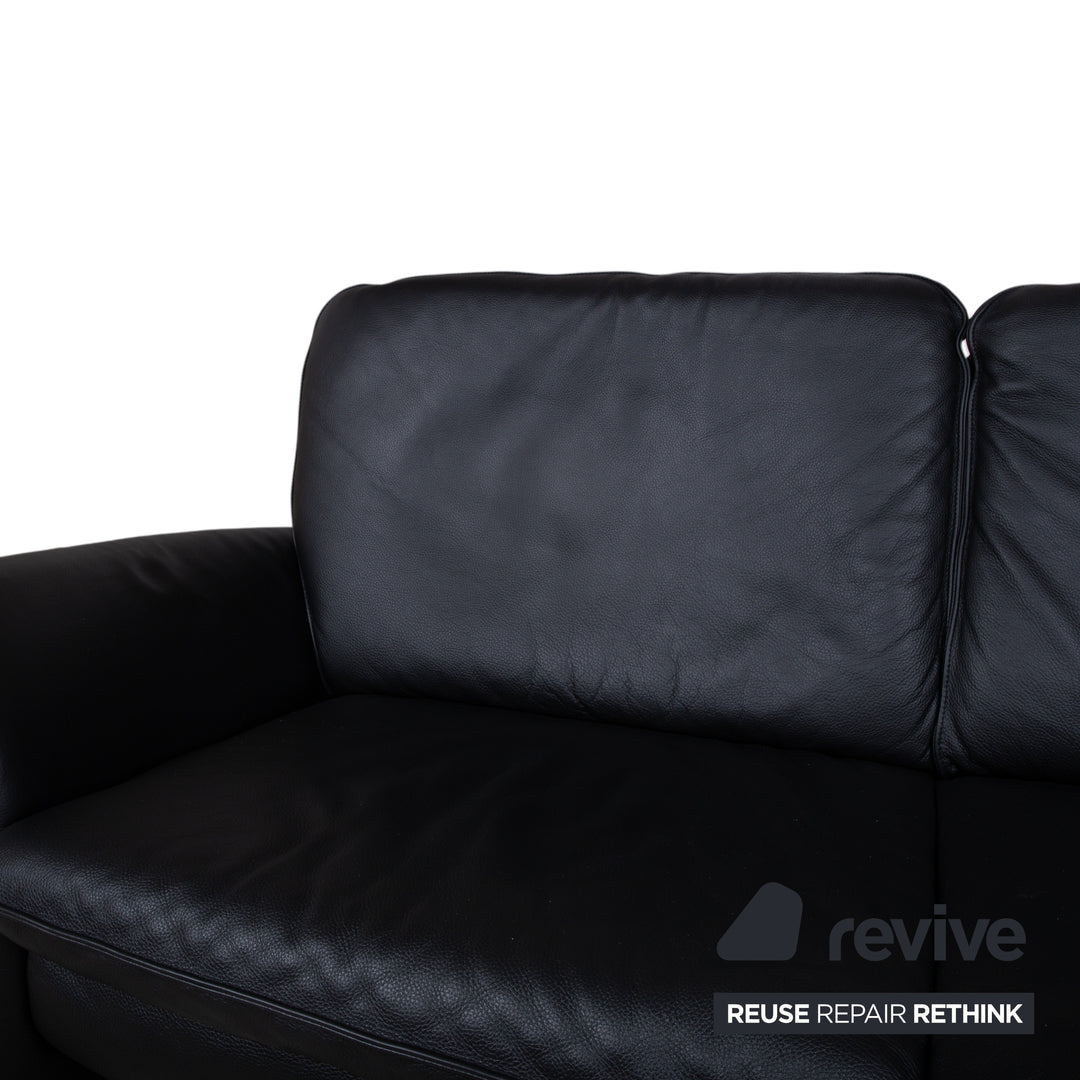 Musterring Leder Dreisitzer Schwarz Sofa Couch