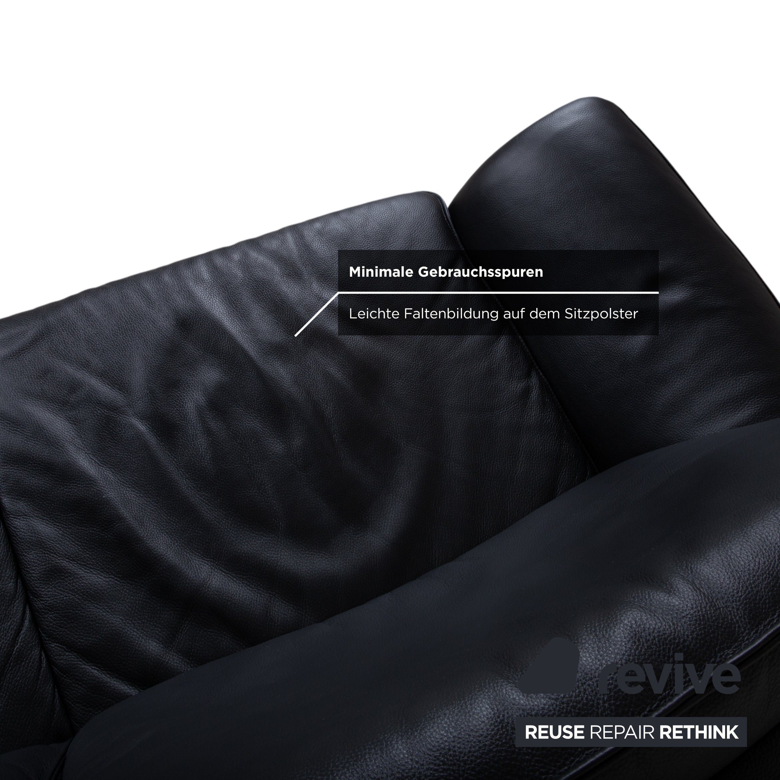 Musterring Leder Dreisitzer Schwarz Sofa Couch