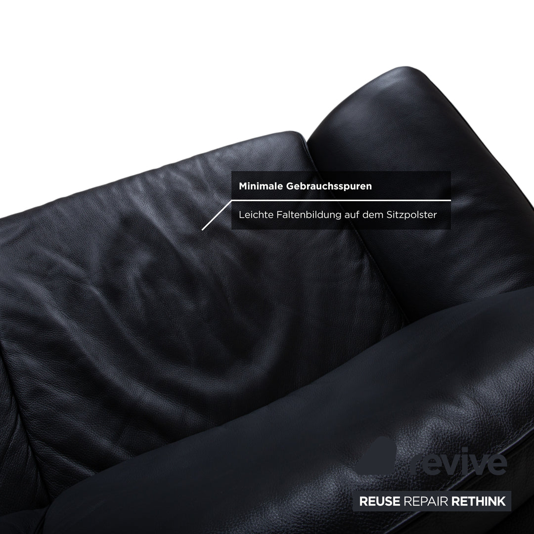 Musterring Leder Dreisitzer Schwarz Sofa Couch