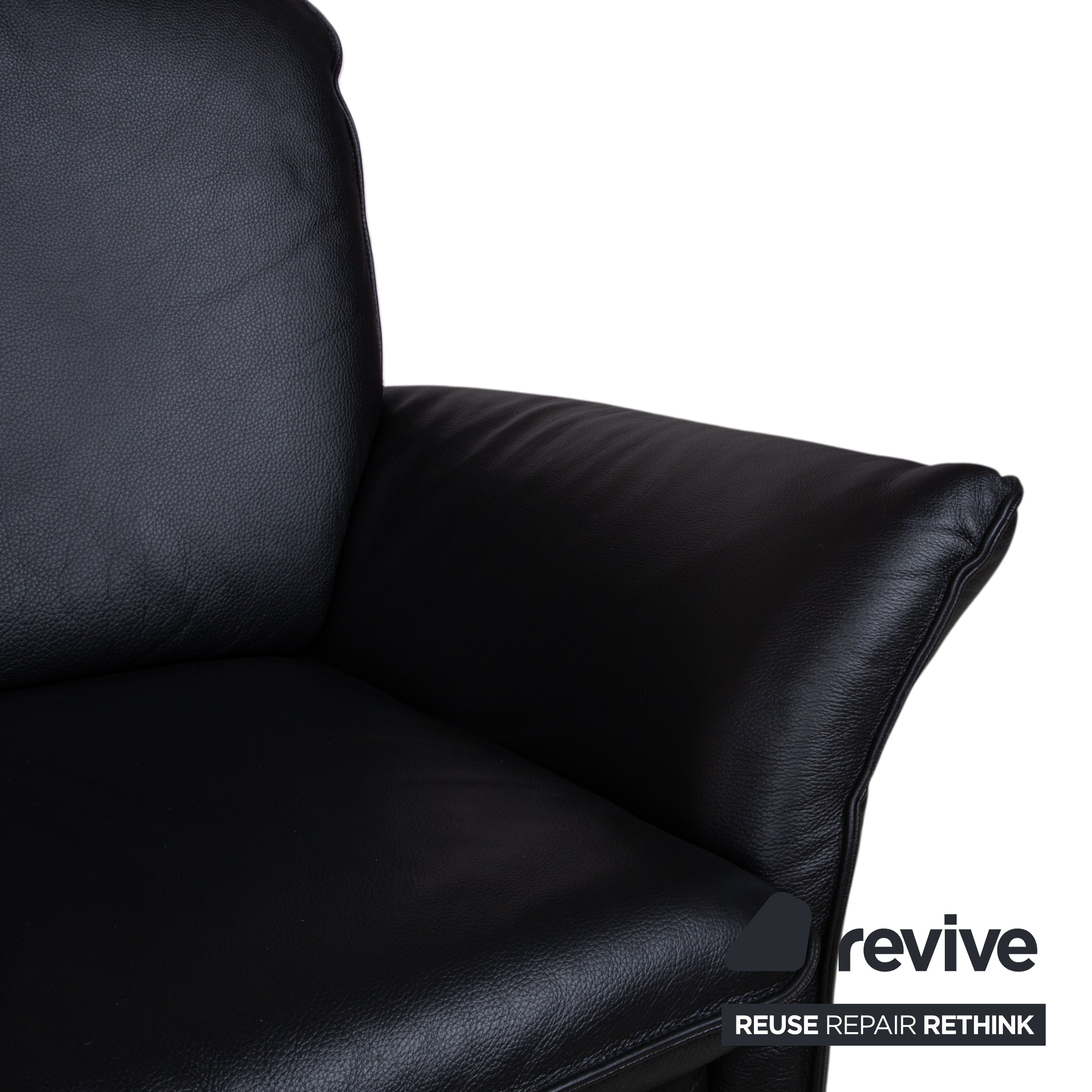 Musterring Leder Dreisitzer Schwarz Sofa Couch
