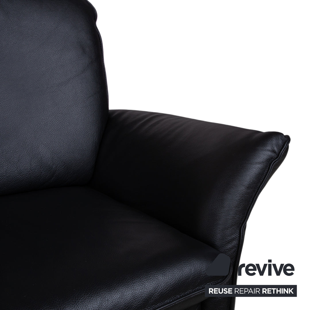 Musterring Leder Dreisitzer Schwarz Sofa Couch
