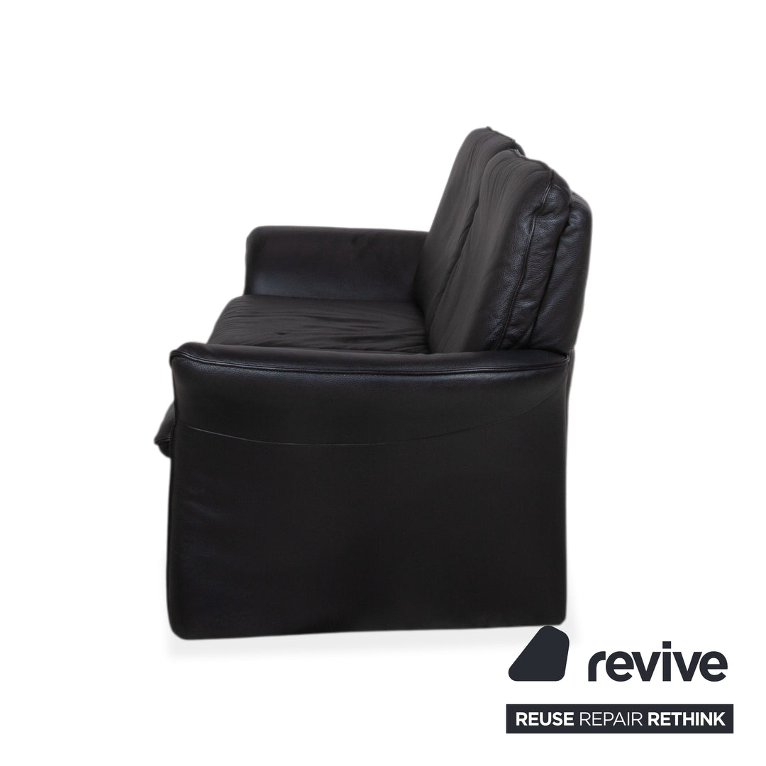 Musterring Leder Dreisitzer Schwarz Sofa Couch