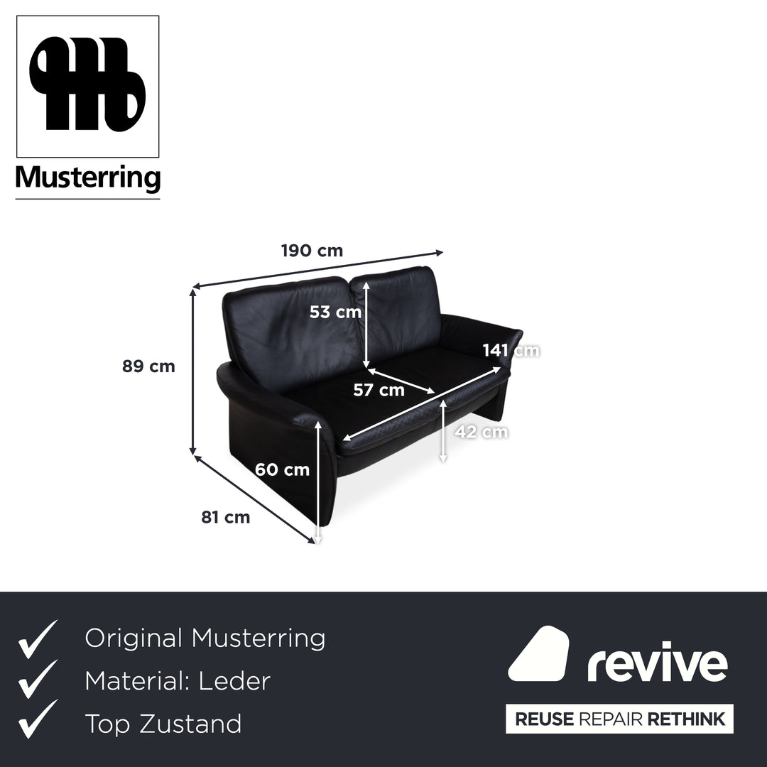 Musterring Leder Dreisitzer Schwarz Sofa Couch