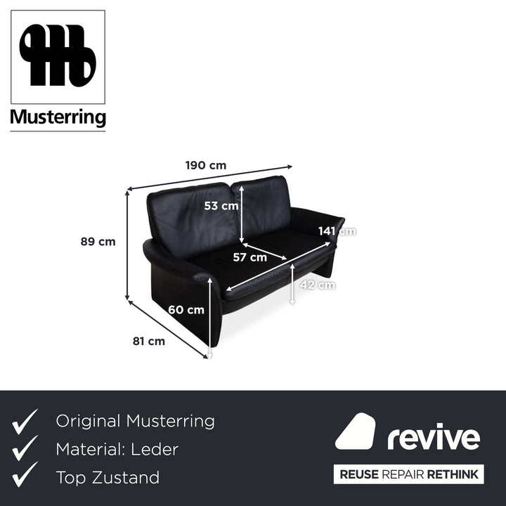 Musterring Leder Dreisitzer Schwarz Sofa Couch