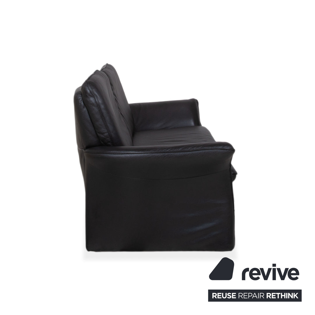 Musterring Leder Dreisitzer Schwarz Sofa Couch