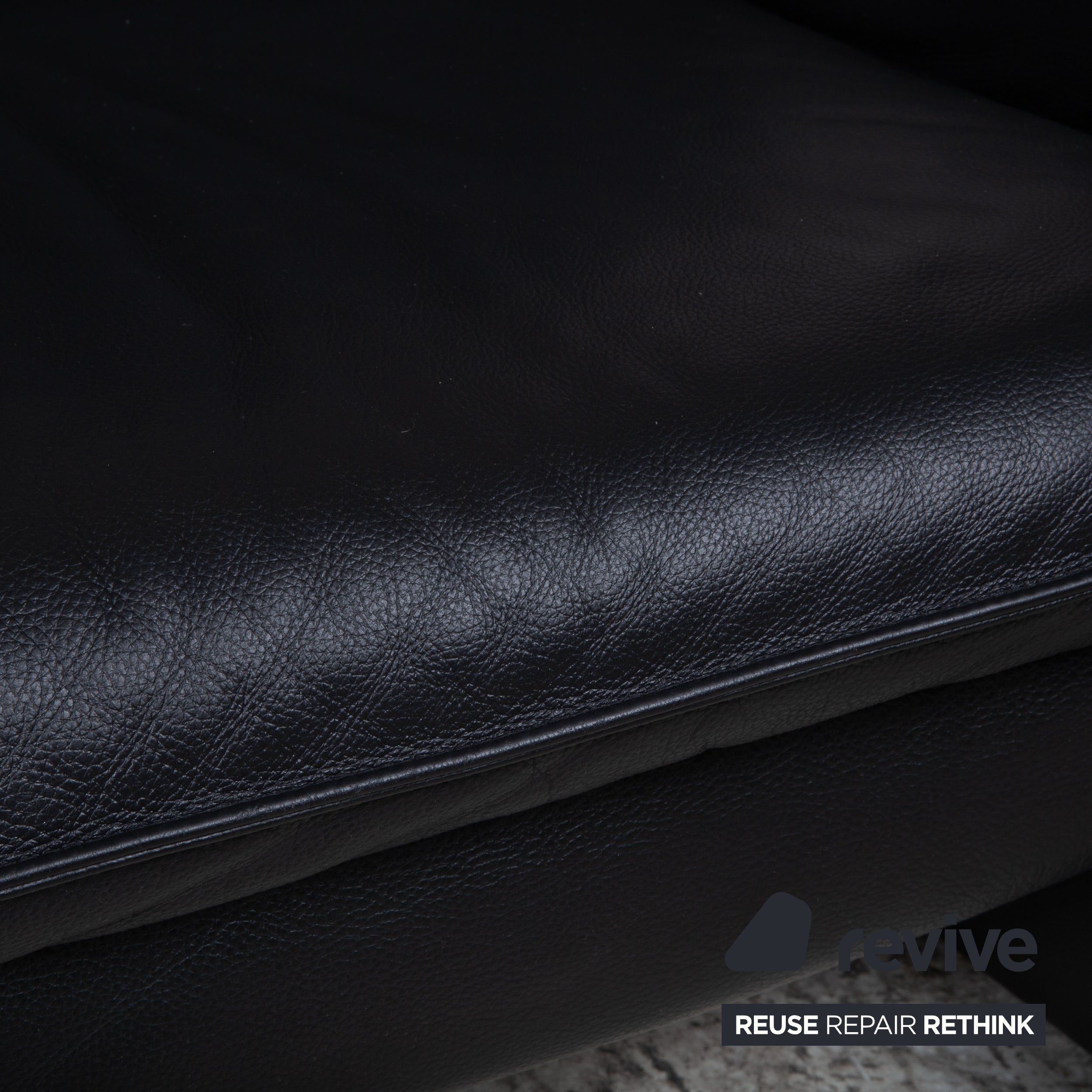 Musterring Leder Dreisitzer Schwarz Sofa Couch