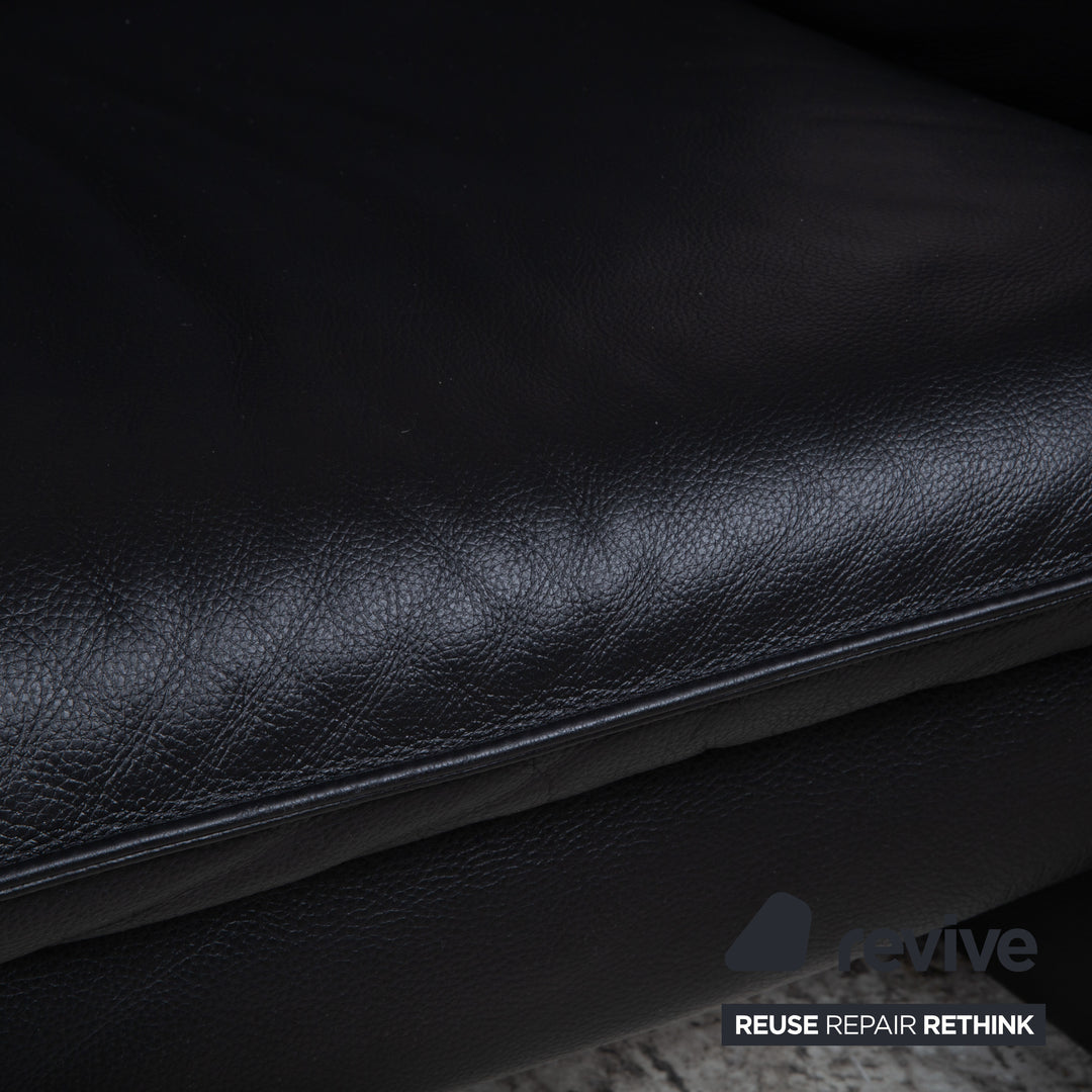 Musterring Leder Dreisitzer Schwarz Sofa Couch
