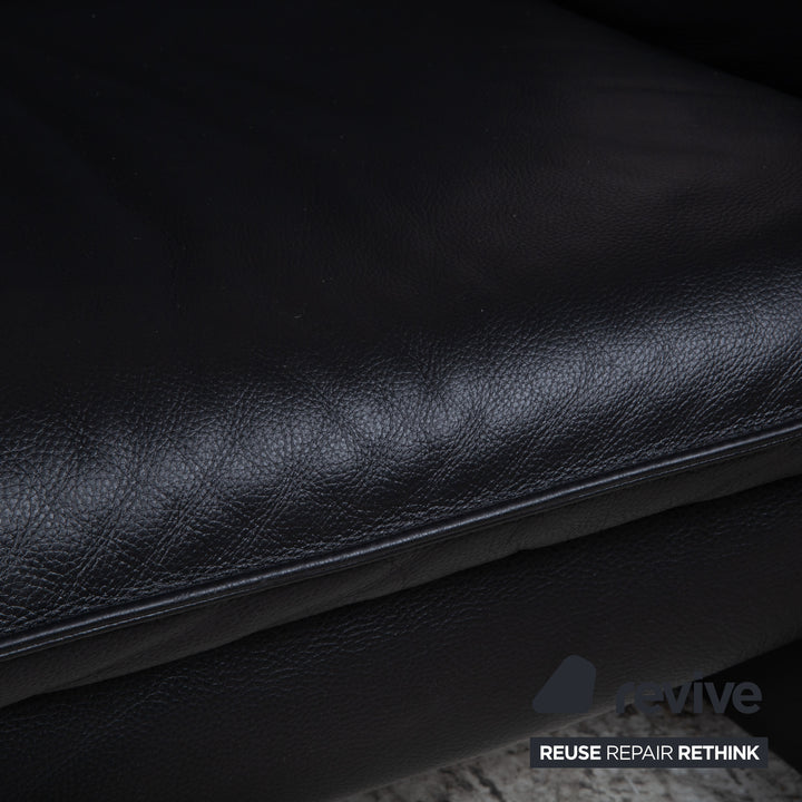 Musterring Leder Dreisitzer Schwarz Sofa Couch