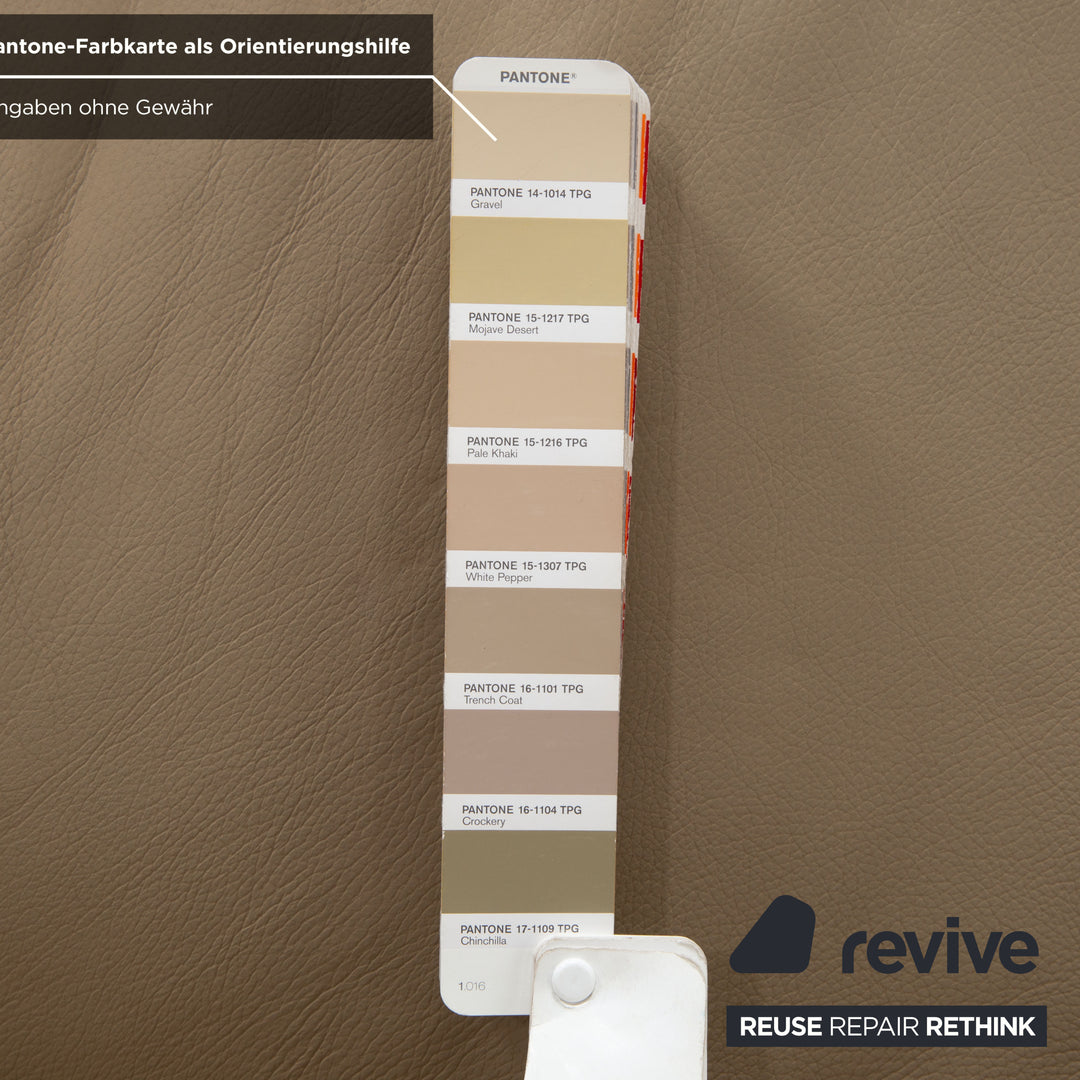 Canapé d'angle en cuir beige taupe Musterring