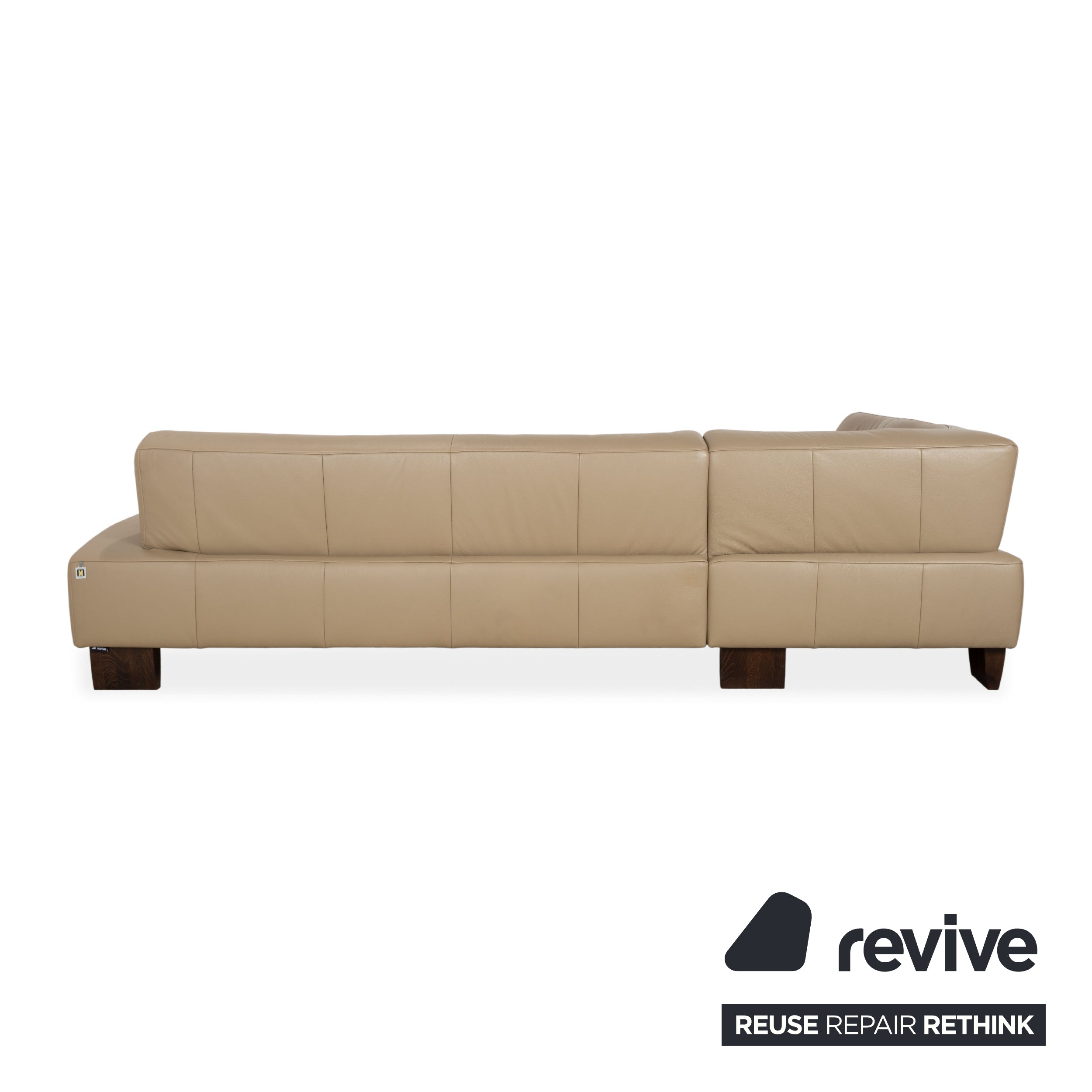 Musterring Leather Wood Corner Sofa Beige Taupe Sofa Couch