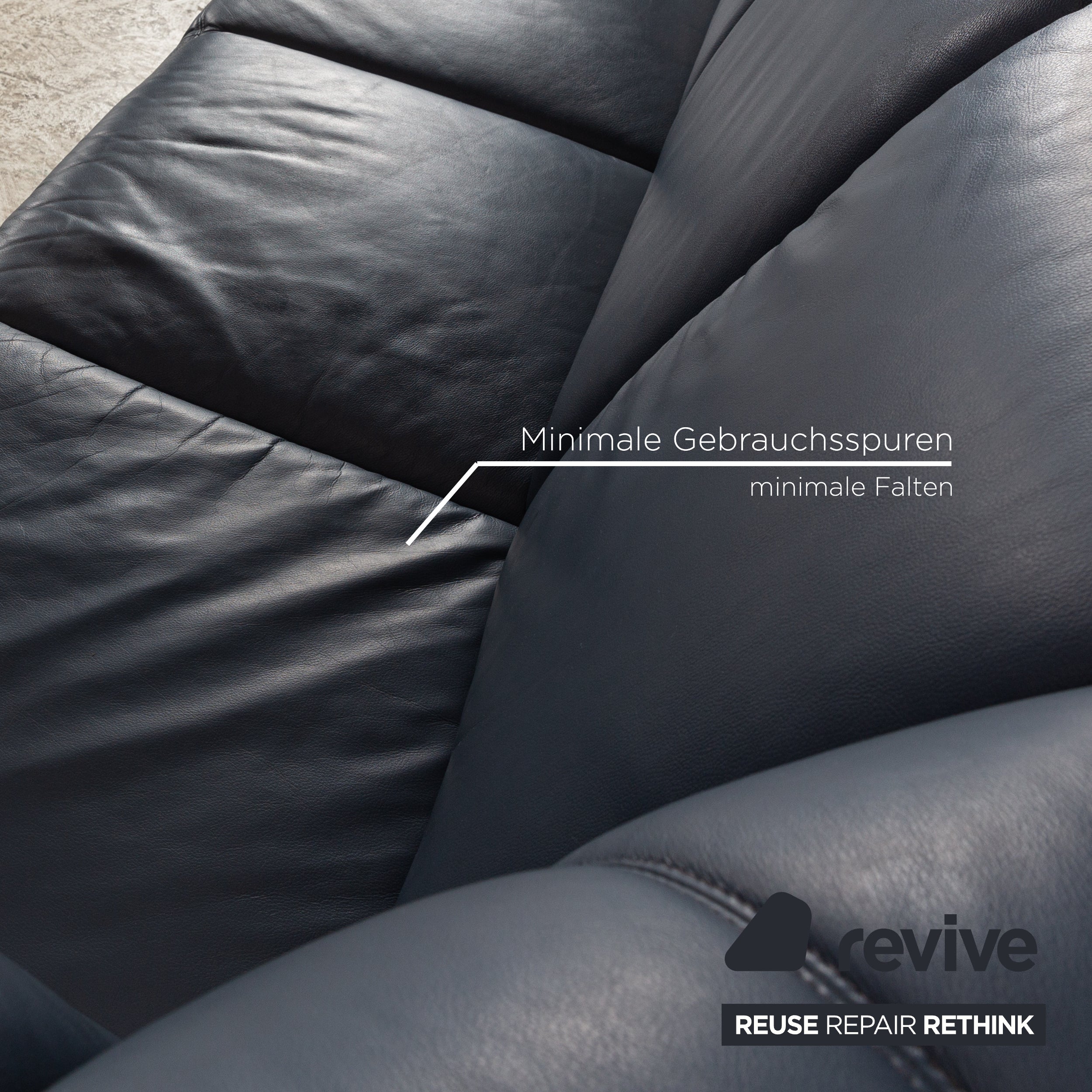 Musterring Leather Corner Sofa Blue Recamiere Right Sofa Couch