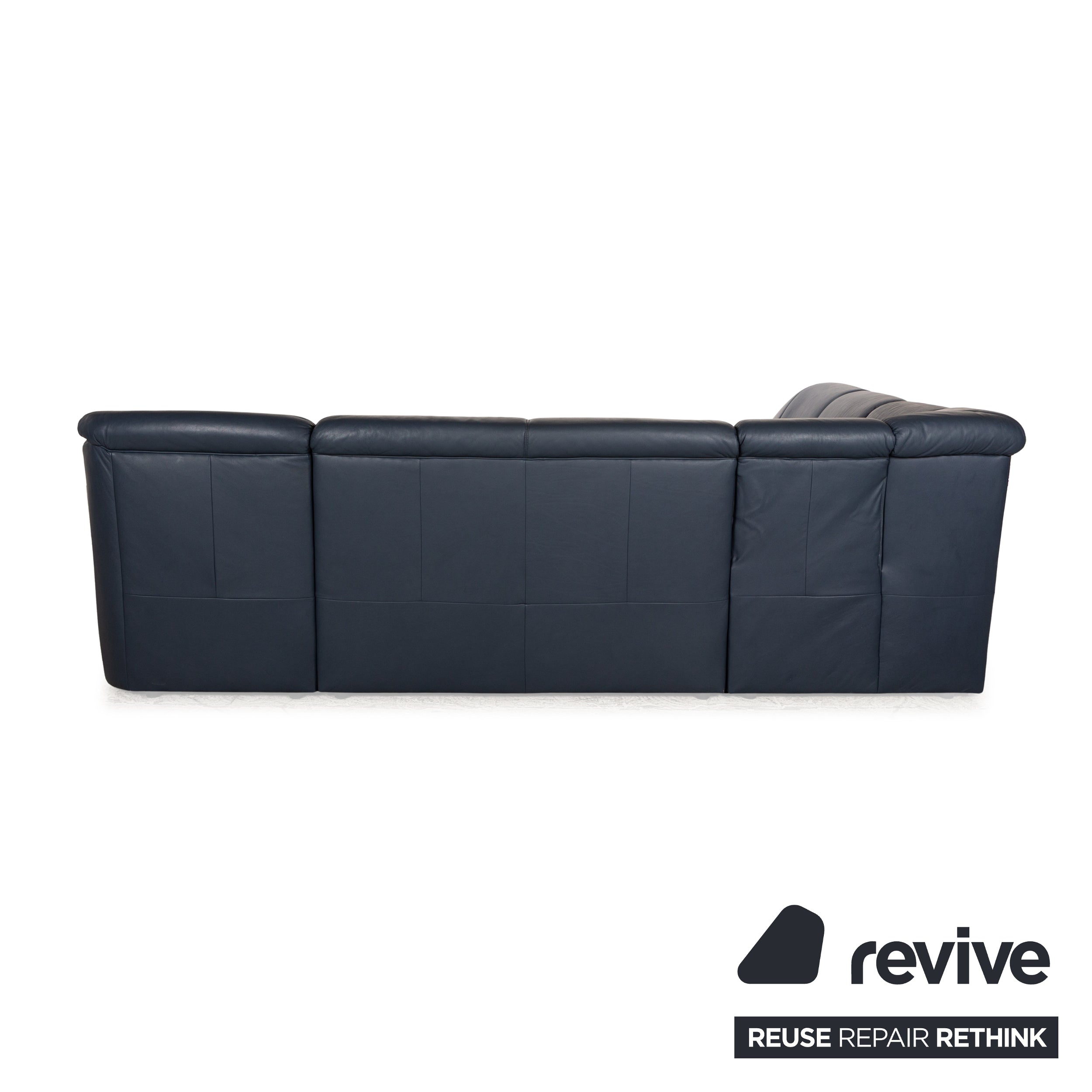 Musterring Leather Corner Sofa Blue Recamiere Right Sofa Couch