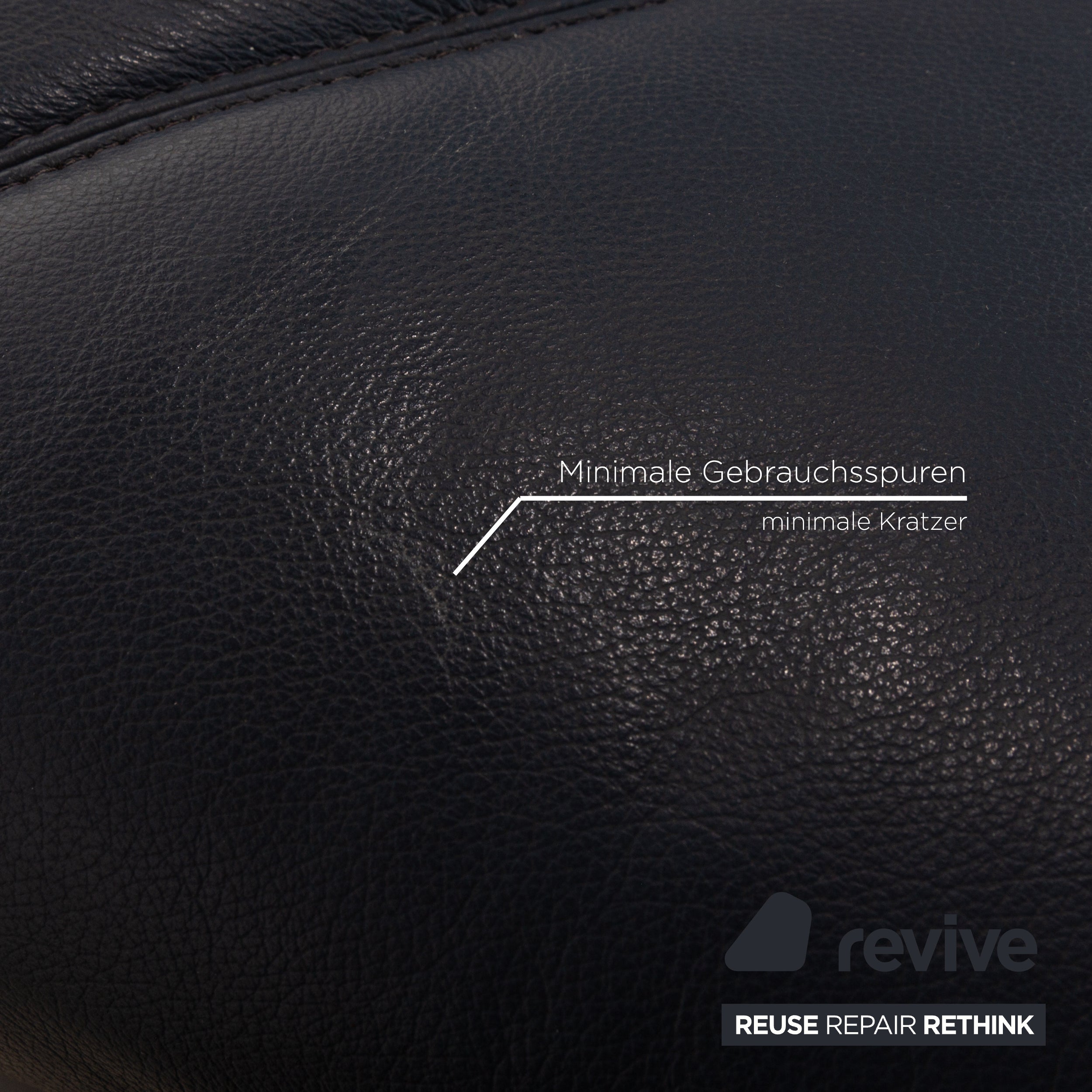 Musterring Leather Corner Sofa Blue Recamiere Right Sofa Couch