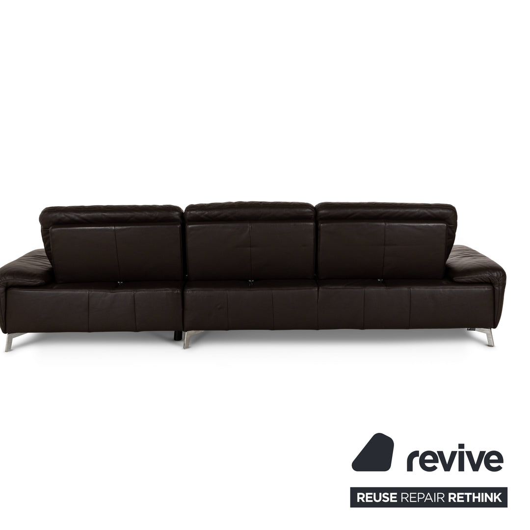 Musterring Leather Corner Sofa Brown Recamiere Right Sofa Couch manual function