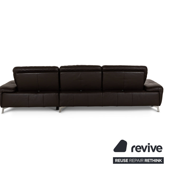 Musterring Leather Corner Sofa Brown Recamiere Right Sofa Couch manual function