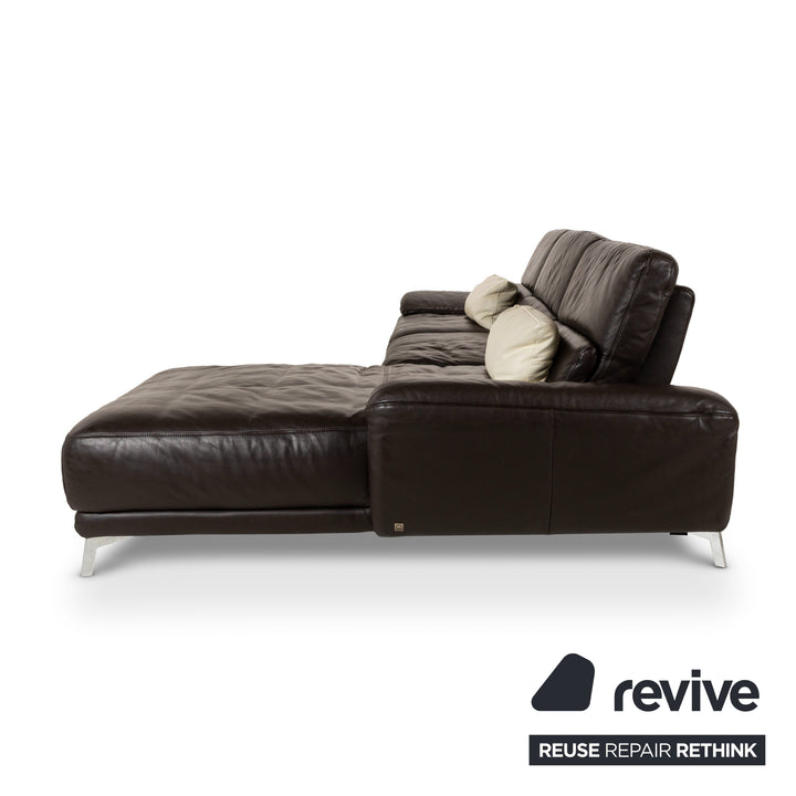 Musterring Leather Corner Sofa Brown Recamiere Right Sofa Couch manual function