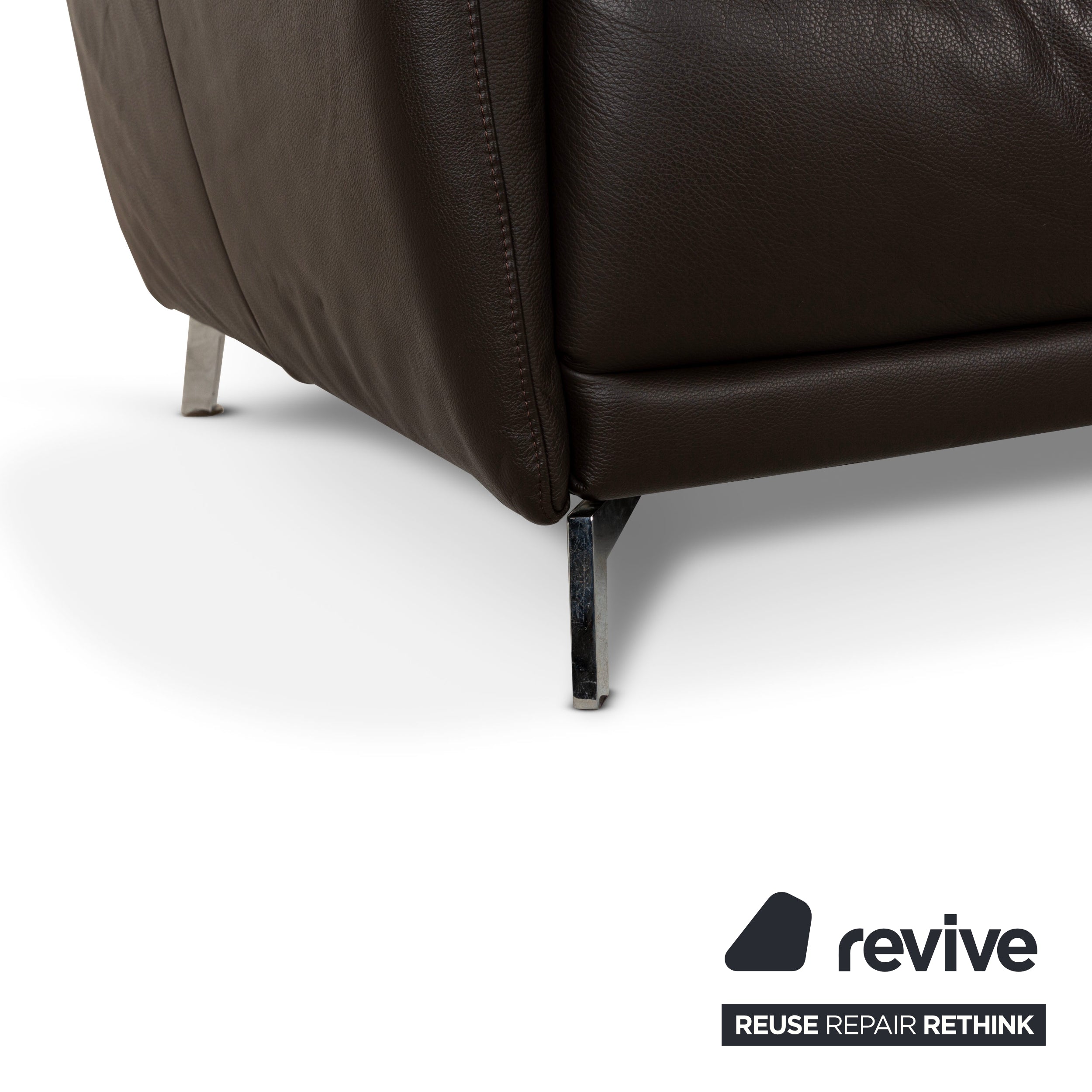 Musterring Leather Corner Sofa Brown Recamiere Right Sofa Couch manual function