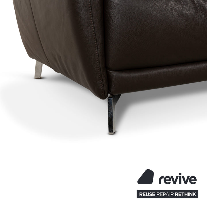 Musterring Leather Corner Sofa Brown Recamiere Right Sofa Couch manual function