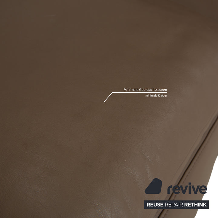 Canapé d'angle en cuir Musterring marron taupe Recamiere droit à fonction manuelle