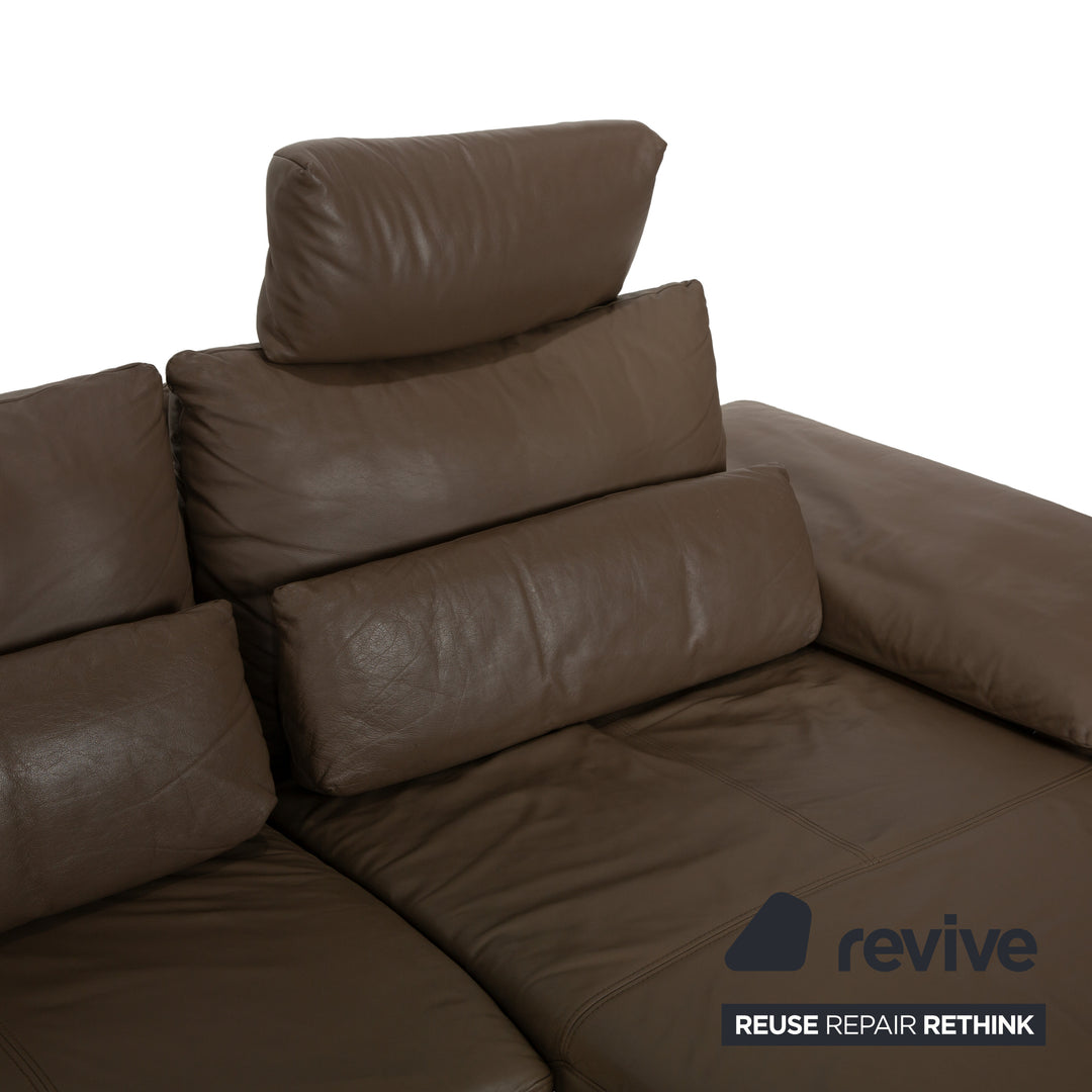 Musterring Leder Ecksofa Braun Taupe Recamiere Rechts manuelle Funktion Sofa Couch