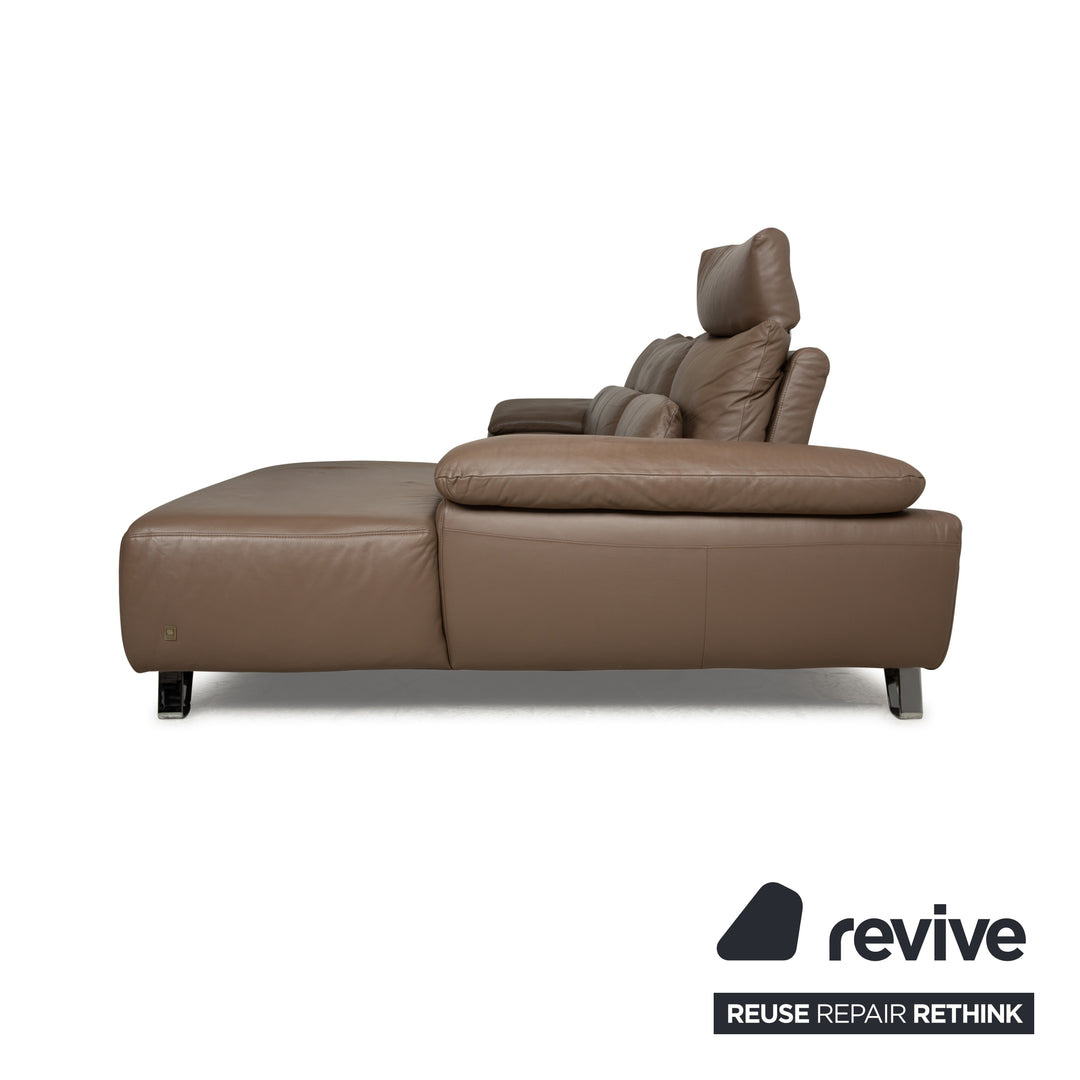 Musterring Leder Ecksofa Braun Taupe Recamiere Rechts manuelle Funktion Sofa Couch