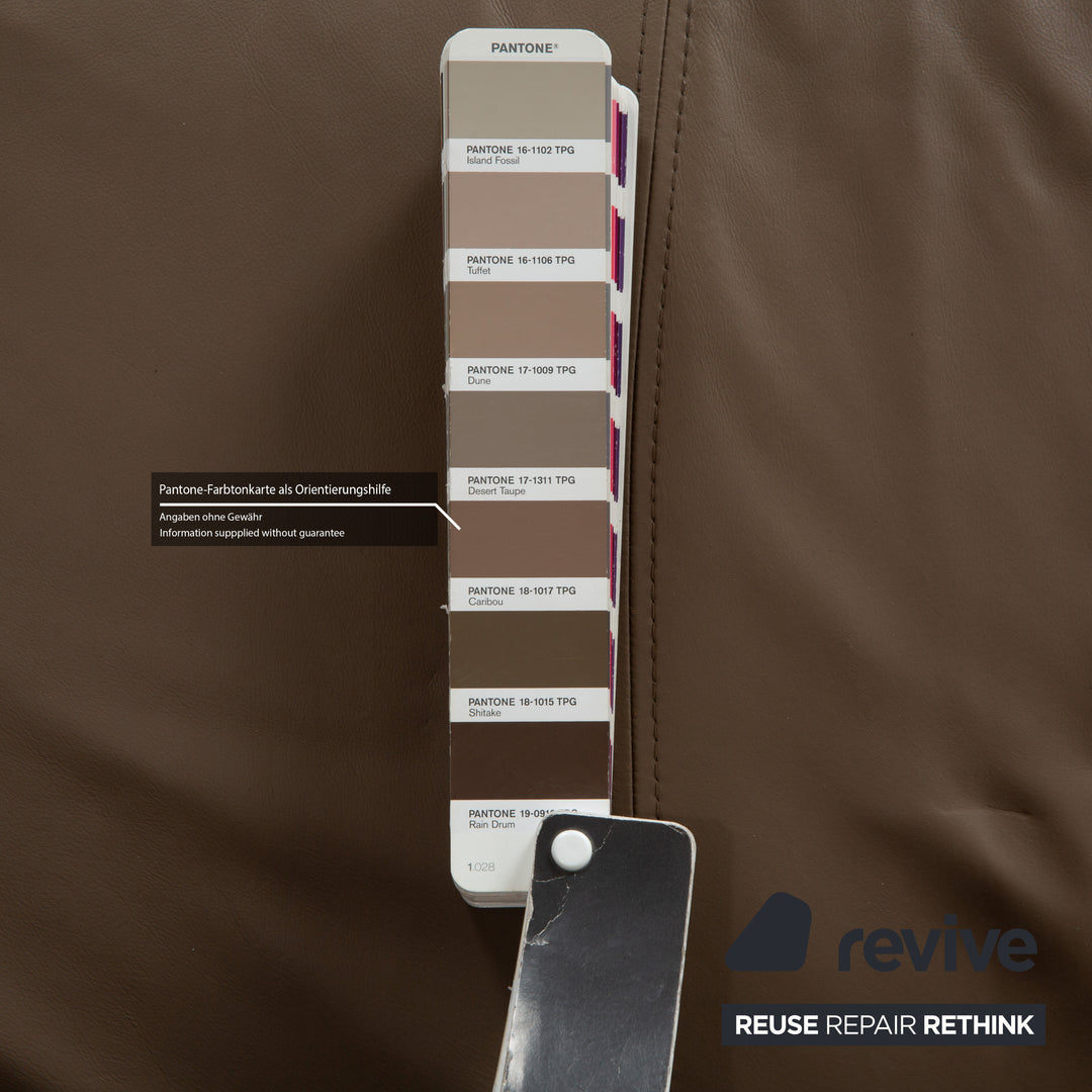 Musterring Leder Ecksofa Braun Taupe Recamiere Rechts manuelle Funktion Sofa Couch