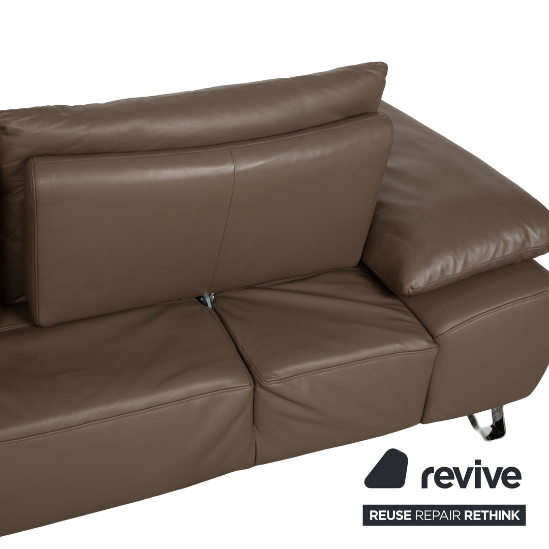 Canapé d'angle en cuir Musterring marron taupe Recamiere droit à fonction manuelle