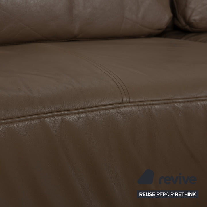 Musterring Leder Ecksofa Braun Taupe Recamiere Rechts manuelle Funktion Sofa Couch
